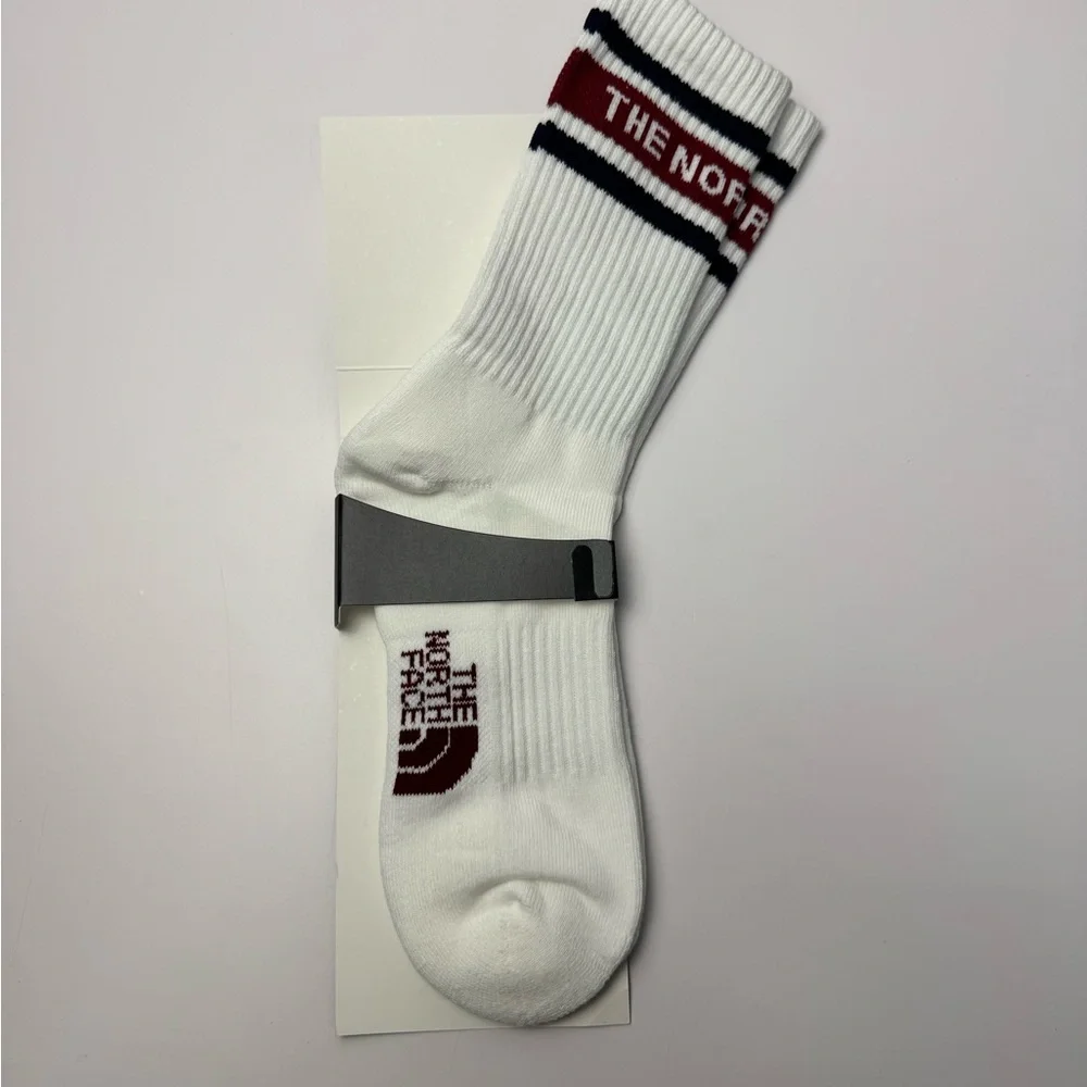 The North Face Crew Socks Mens Womens 6-9 White Red Black Athletic Outdoor New - Picture 2 of 2